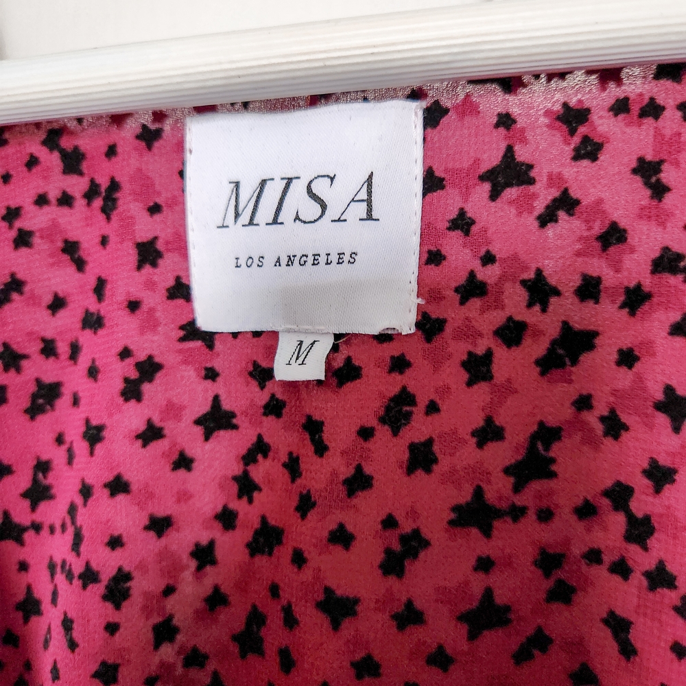 Misa Los Angeles Purple Black Flocked Star Print Bertha Bodysuit Size M Medium - Picture 5 of 8